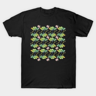 Green Flowering Leaves Pattern T-Shirt